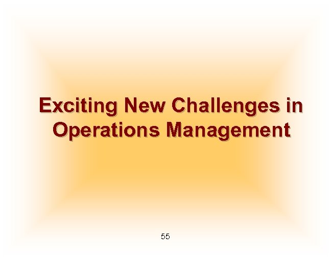 Exciting New Challenges in Operations Management 55 