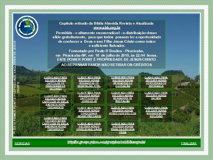 ™ ESTE POWER POINT E PROPRIEDADE EXCLUSIVA DE JESUS CRISTO REINICIAR Capítulo retirado da