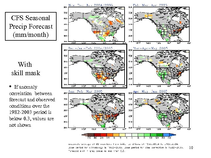 CFS Seasonal Precip Forecast (mm/month) With skill mask • If anomaly correlation between forecast