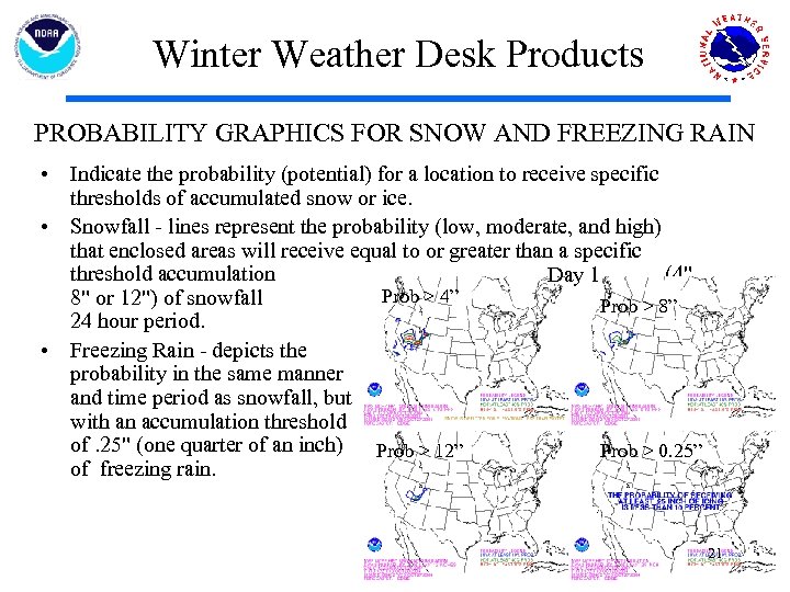 Winter Weather Desk Products PROBABILITY GRAPHICS FOR SNOW AND FREEZING RAIN • Indicate the