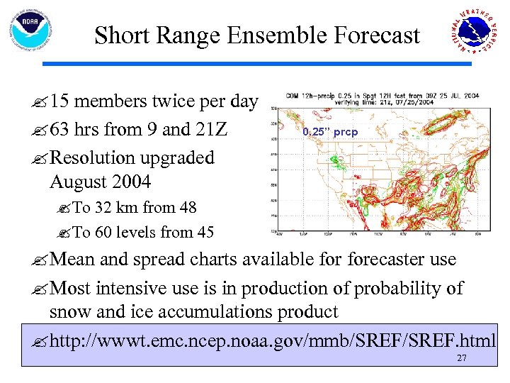 Short Range Ensemble Forecast ? 15 members twice per day ? 63 hrs from