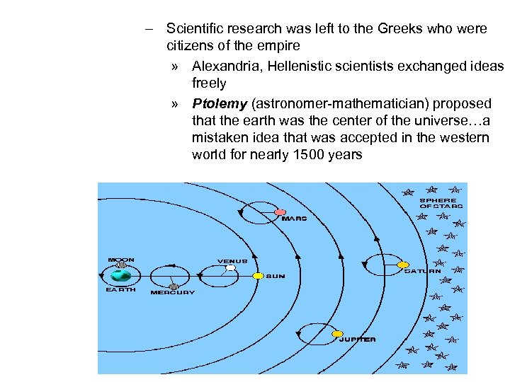 – Scientific research was left to the Greeks who were citizens of the empire