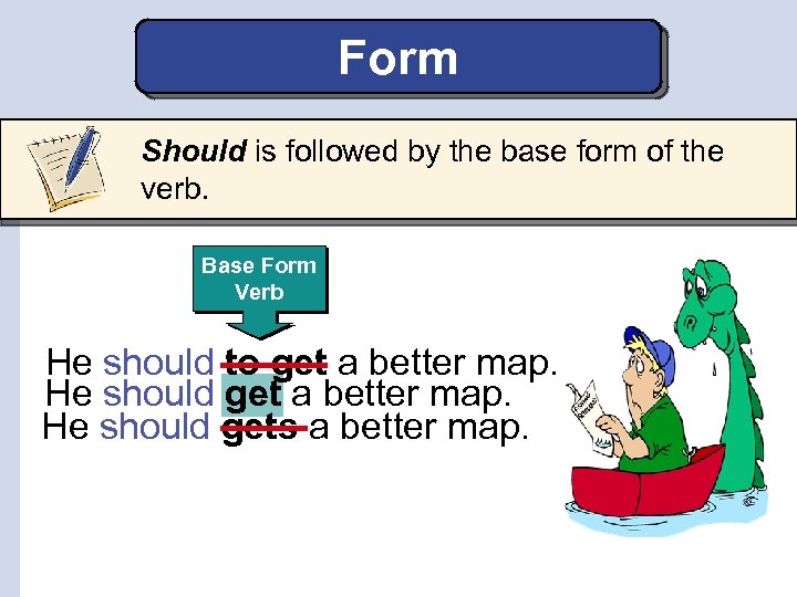 Form Should is followed by the base form of the verb. Base Form Verb