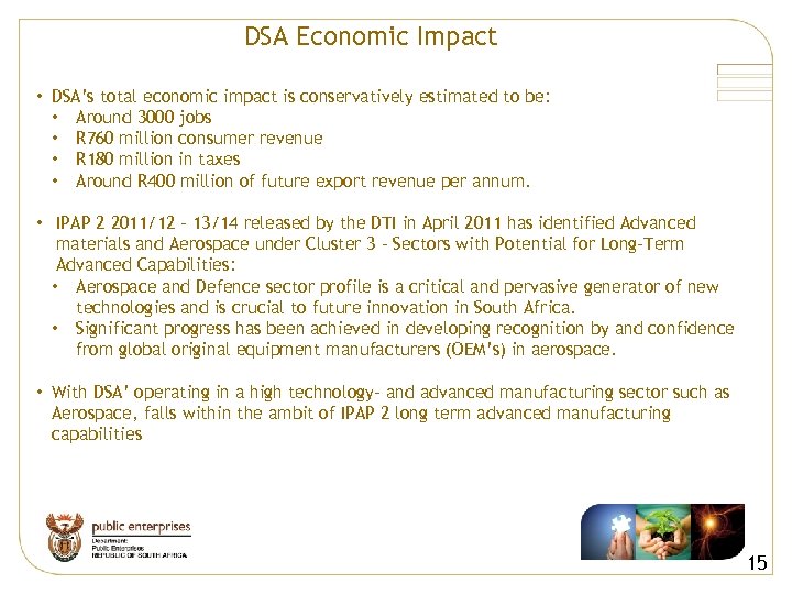 A 40 DSA Economic Impact • DSA’s total economic impact is conservatively estimated to