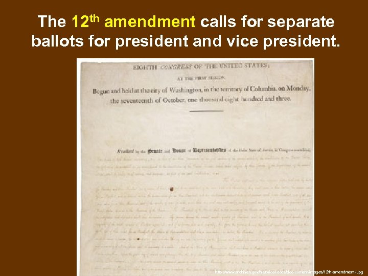 The 12 th amendment calls for separate ballots for president and vice president. http: