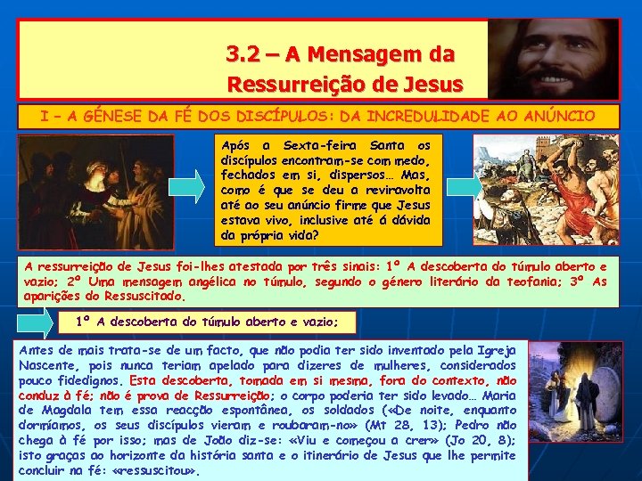 3. 2 – A Mensagem da Ressurreição de Jesus I – A GÉNESE DA