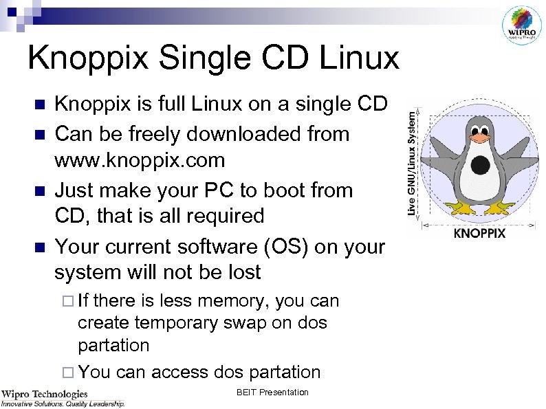 Knoppix Single CD Linux n n Knoppix is full Linux on a single CD