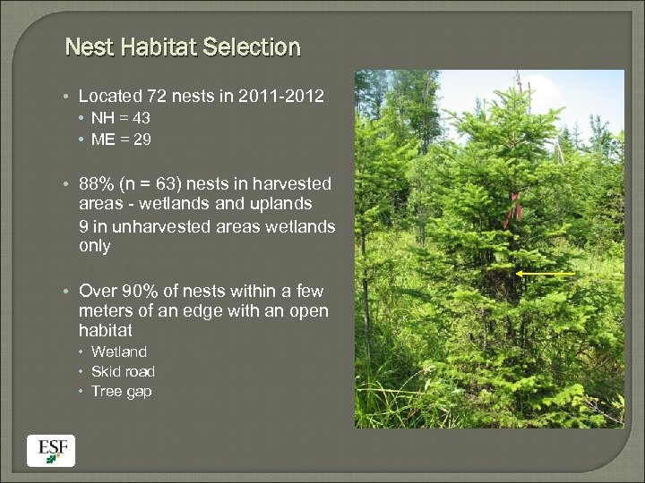 Nest Habitat Selection • Located 72 nests in 2011 -2012 • NH = 43