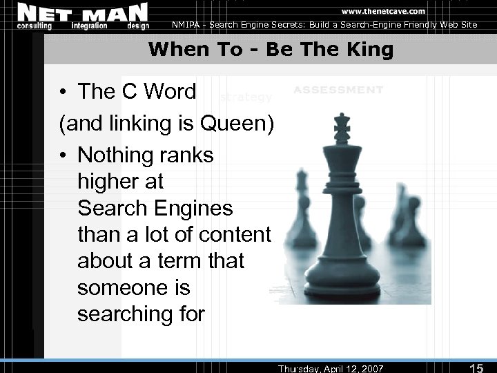 NMIPA - Search Engine Secrets: Build a Search-Engine Friendly Web Site When To -