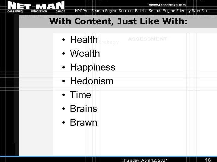 NMIPA - Search Engine Secrets: Build a Search-Engine Friendly Web Site With Content, Just