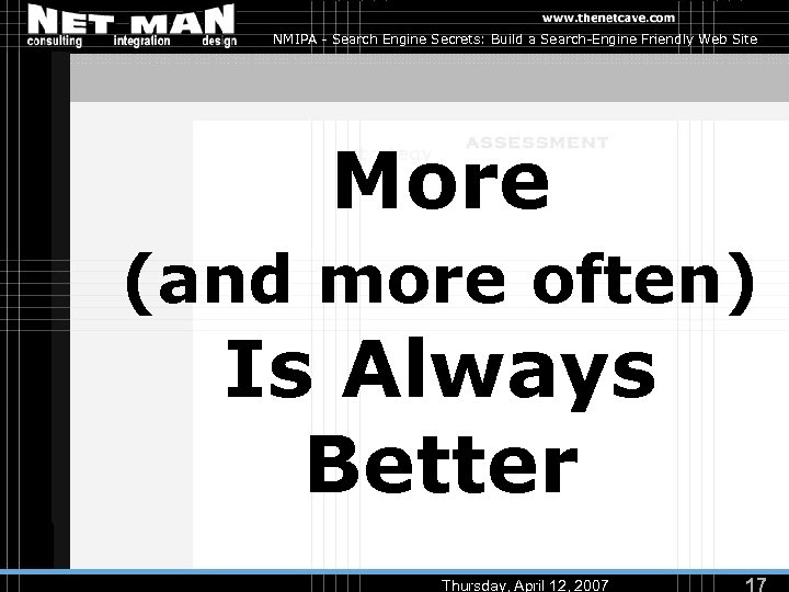 NMIPA - Search Engine Secrets: Build a Search-Engine Friendly Web Site More (and more