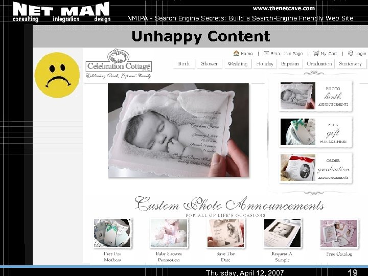 NMIPA - Search Engine Secrets: Build a Search-Engine Friendly Web Site Unhappy Content Thursday,