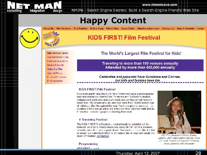 NMIPA - Search Engine Secrets: Build a Search-Engine Friendly Web Site Happy Content Thursday,