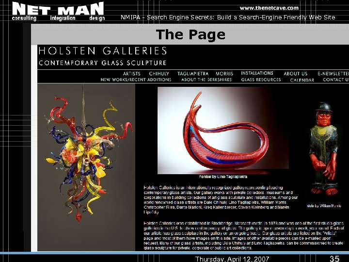 NMIPA - Search Engine Secrets: Build a Search-Engine Friendly Web Site The Page Thursday,