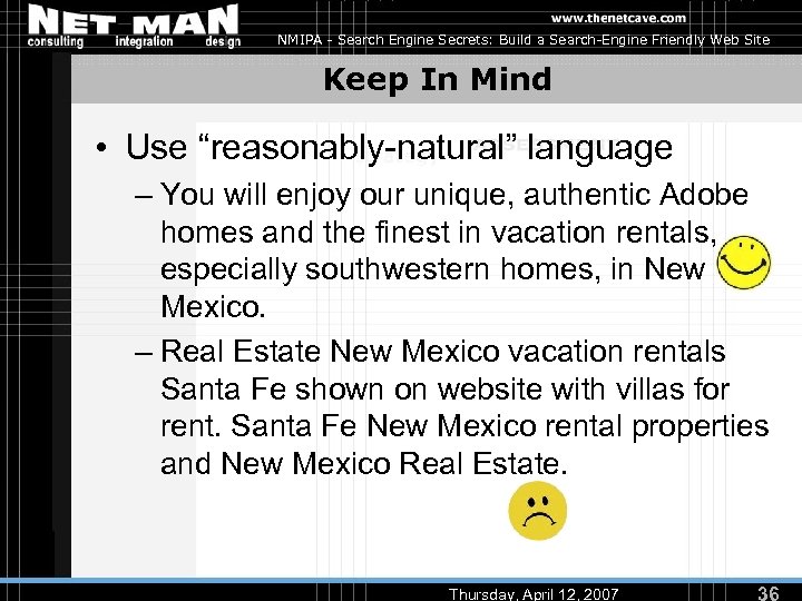 NMIPA - Search Engine Secrets: Build a Search-Engine Friendly Web Site Keep In Mind
