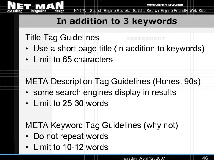 NMIPA - Search Engine Secrets: Build a Search-Engine Friendly Web Site In addition to