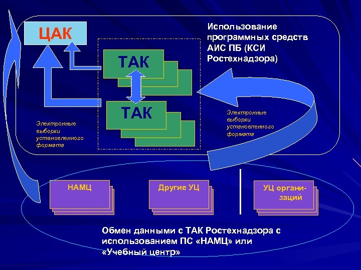 Использование программных средств АИС ПБ (КСИ Ростехнадзора) ЦАК ТАК Электронные выборки установленного формата НАМЦ