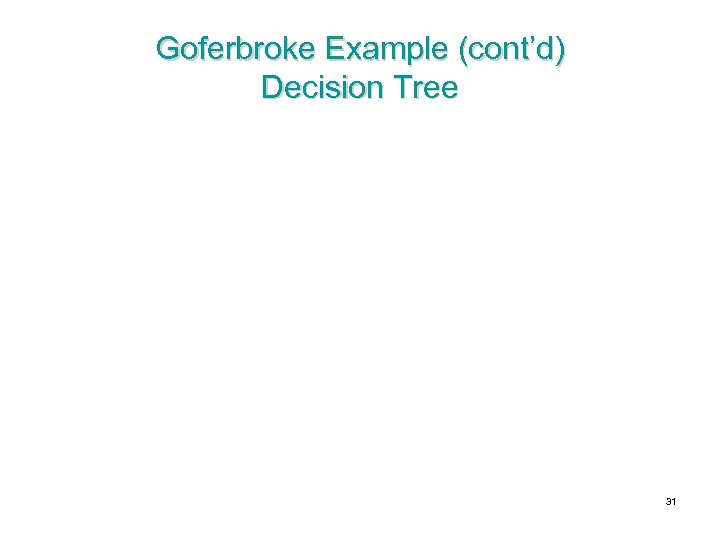 Goferbroke Example (cont’d) Decision Tree 31 