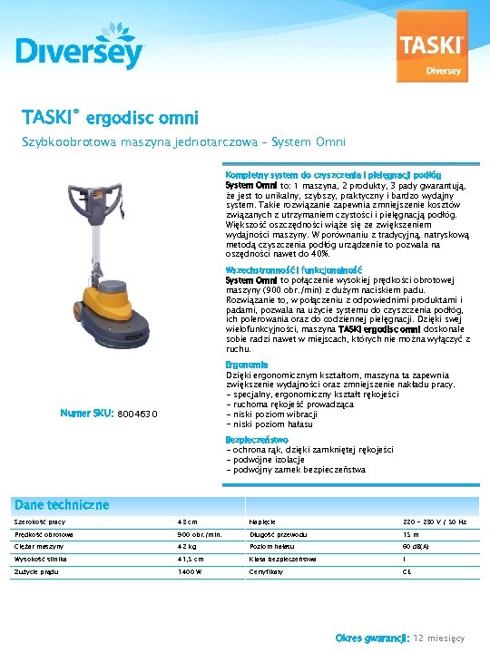 TASKI® ergodisc omni Szybkoobrotowa maszyna jednotarczowa – System Omni Kompletny system do czyszczenia i