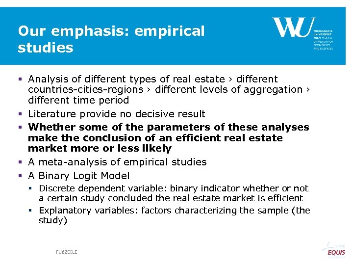 Our emphasis: empirical studies § Analysis of different types of real estate › different
