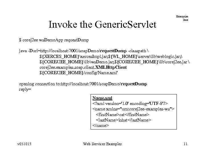 Invoke the Generic. Servlet Enterprise Java $ corej 2 ee ws. Demo. App request.