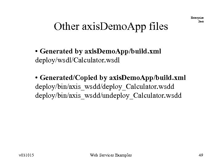 Other axis. Demo. App files Enterprise Java • Generated by axis. Demo. App/build. xml