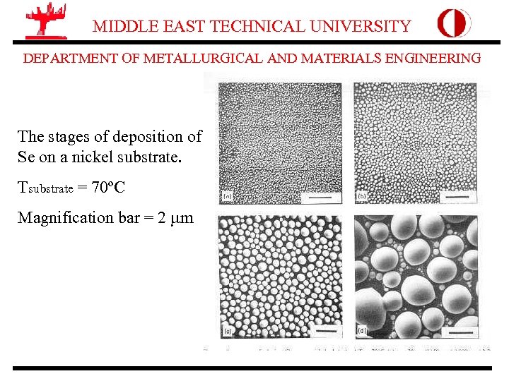 MIDDLE EAST TECHNICAL UNIVERSITY DEPARTMENT OF METALLURGICAL AND MATERIALS ENGINEERING The stages of deposition