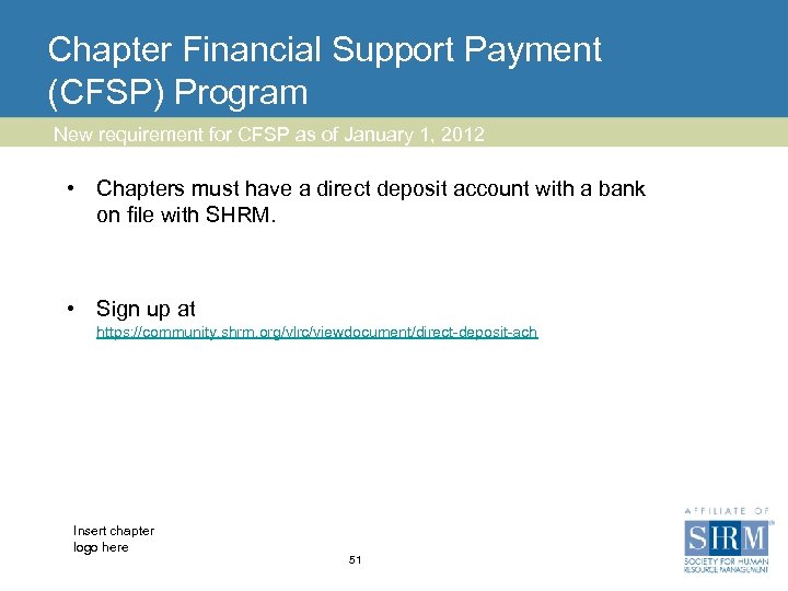 Chapter Financial Support Payment (CFSP) Program New requirement for CFSP as of January 1,