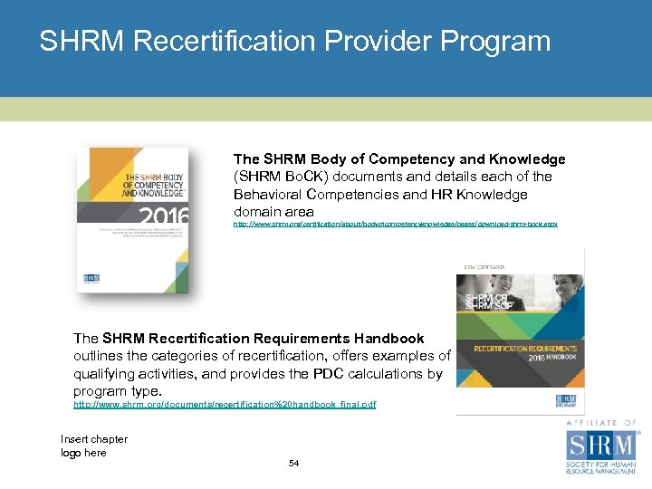 SHRM Recertification Provider Program The SHRM Body of Competency and Knowledge (SHRM Bo. CK)