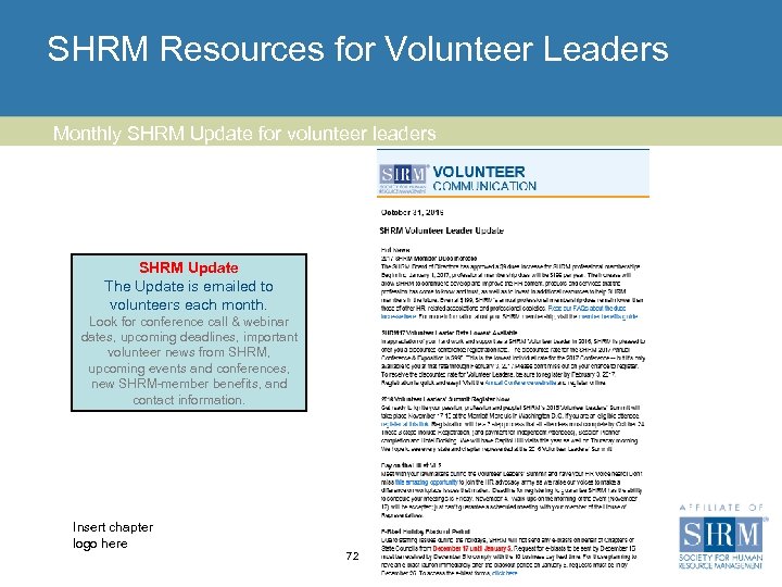 SHRM Resources for Volunteer Leaders Monthly SHRM Update for volunteer leaders SHRM Update The