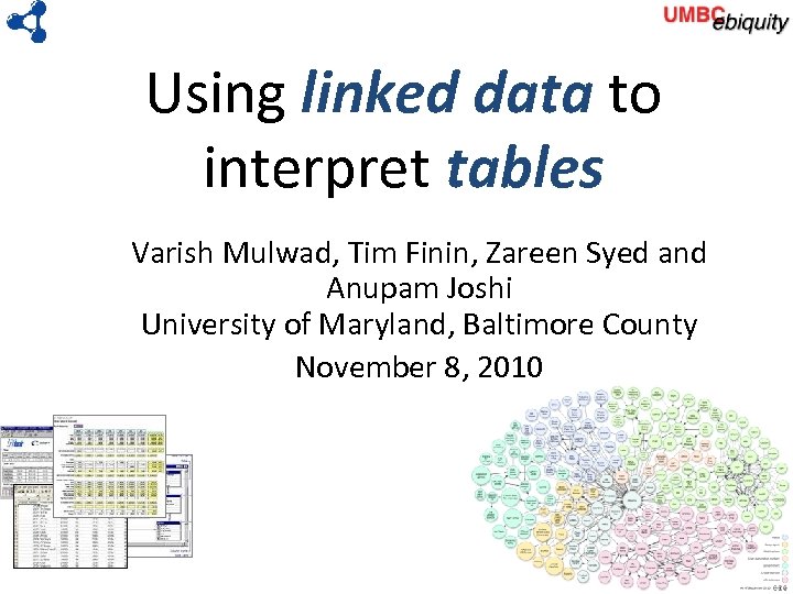 Using linked data to interpret tables Varish Mulwad, Tim Finin, Zareen Syed and Anupam