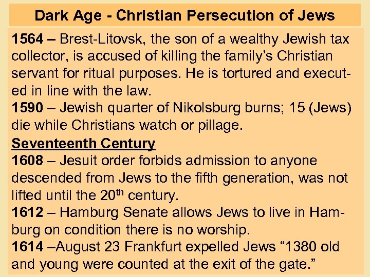 Dark Age - Christian Persecution of Jews 1564 – Brest-Litovsk, the son of a