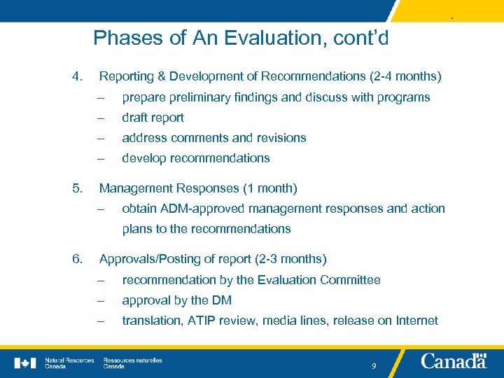. Phases of An Evaluation, cont’d 4. Reporting & Development of Recommendations (2 -4