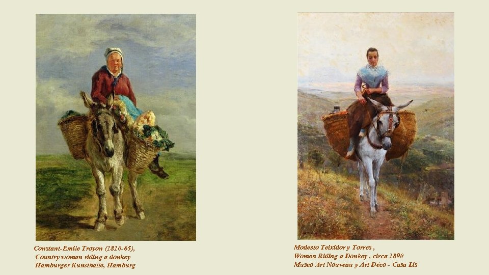 Constant-Emile Troyon (1810 -65), Country woman riding a donkey Hamburger Kunsthalle, Hamburg Modesto Teixidor
