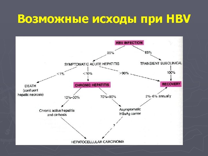 Возможные исходы при HBV 