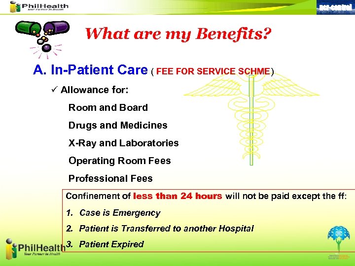 ncr-central What are my Benefits? A. In-Patient Care ( FEE FOR SERVICE SCHME) ü