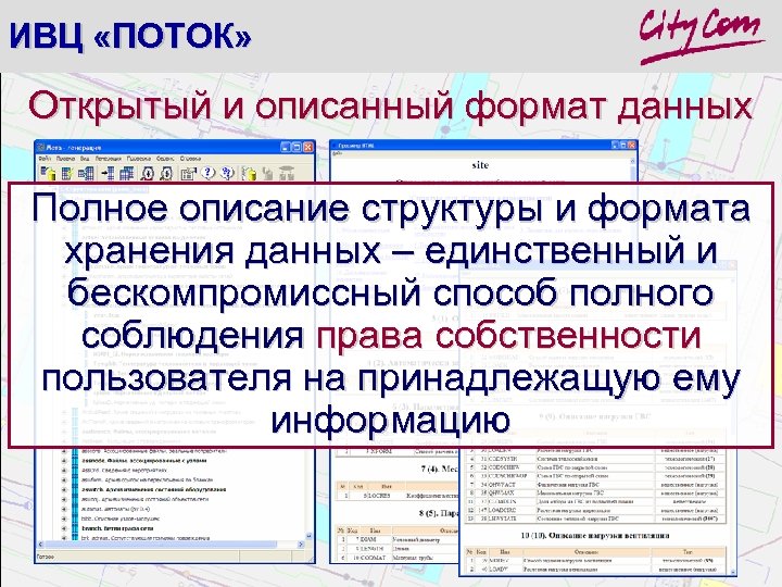 ИВЦ «ПОТОК» Открытый и описанный формат данных Полное описание структуры и формата хранения данных