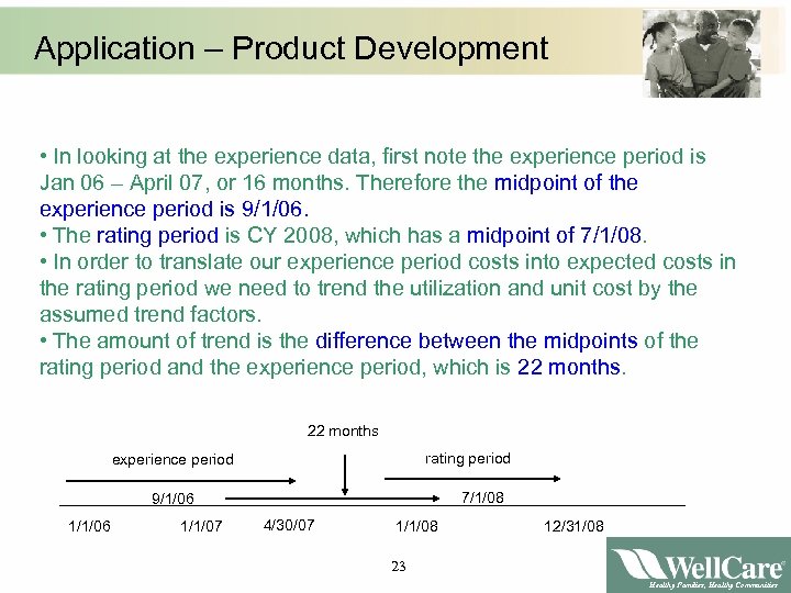 Application – Product Development • In looking at the experience data, first note the