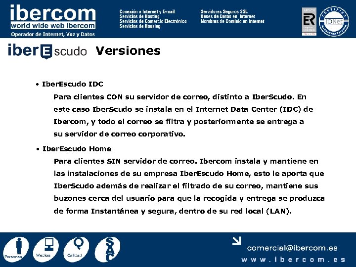 Versiones • Iber. Escudo IDC Para clientes CON su servidor de correo, distinto a