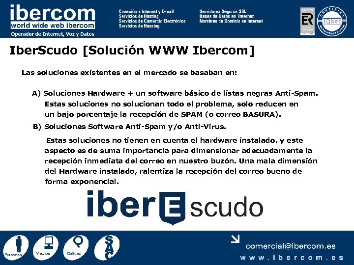 Iber. Scudo [Solución WWW Ibercom] Las soluciones existentes en el mercado se basaban en: