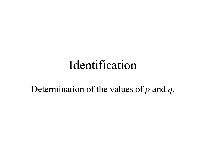 Identification Determination of the values of p and q. 