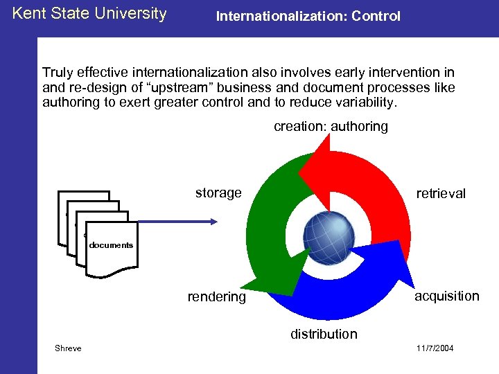 Kent State University Internationalization: Control Truly effective internationalization also involves early intervention in and