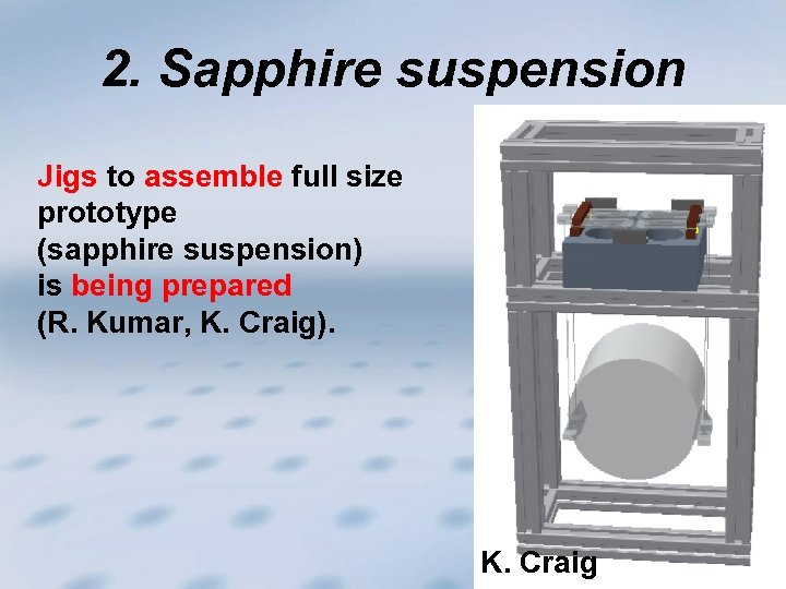 2. Sapphire suspension Jigs to assemble full size prototype (sapphire suspension) is being prepared