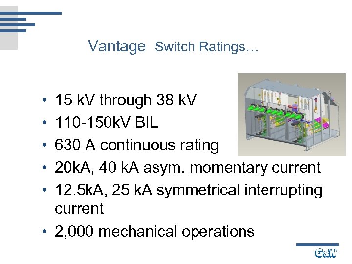 Vantage Switch Ratings… • • • 15 k. V through 38 k. V 110