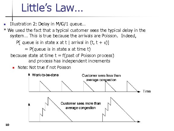 Little’s Law… Illustration 2: Delay in M/G/1 queue… * We used the fact that