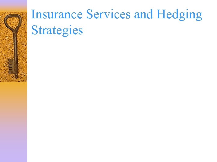 Insurance Services and Hedging Strategies 
