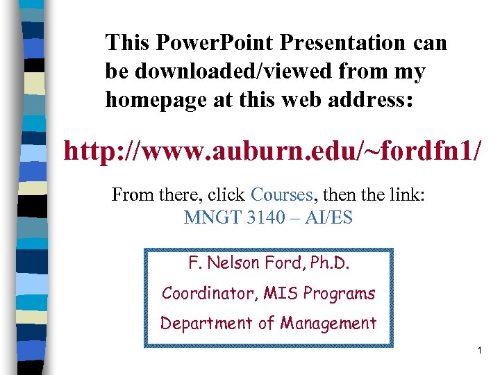 This Power. Point Presentation can be downloaded/viewed from my homepage at this web address: