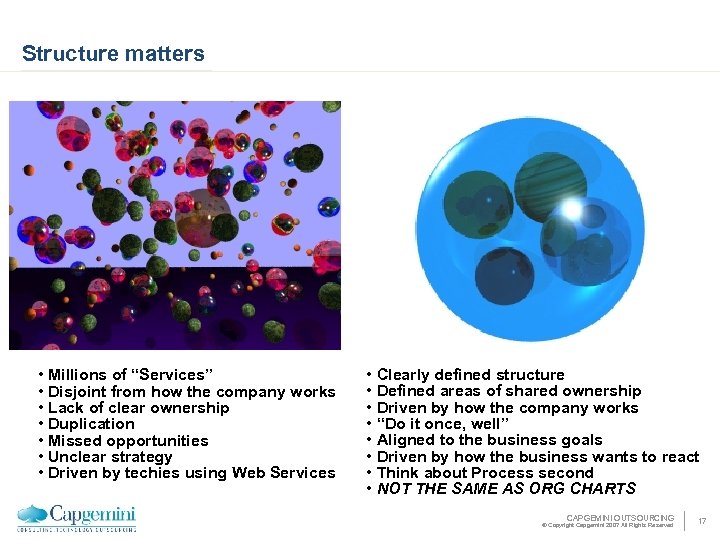 Structure matters • Millions of “Services” • Disjoint from how the company works •