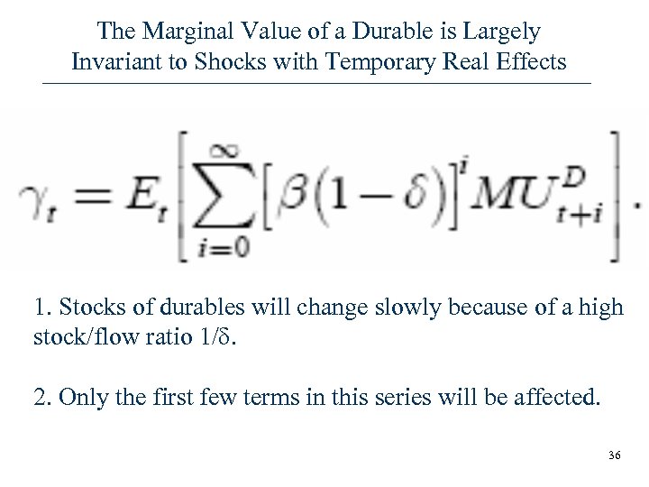 The Marginal Value of a Durable is Largely Invariant to Shocks with Temporary Real