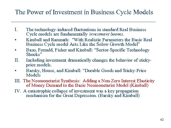 The Power of Investment in Business Cycle Models I. The technology-induced fluctuations in standard